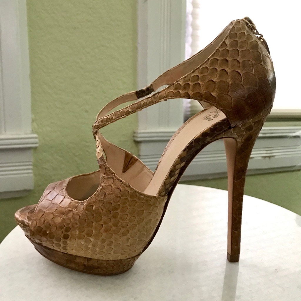 Alexandre Birman Python Peep Toe Sandals